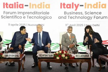 FORUM IMPRENDITORIALE SCIENTIFICO E TECNOLOGICO ITALIA-INDIA PIYUSH GOYAL MINISTRO DEL COMMERCIO E DELLINDUSTRIA INDIANO, ANTONIO TAJANI MINISTRO ESTERI, SUBRAHMANYAM JAISHANKAR MINISTRO DEGLI AFFARI ESTERI DELLINDIA, ANNA MARIA BERNINI MINISTRA UNIVERSITA'